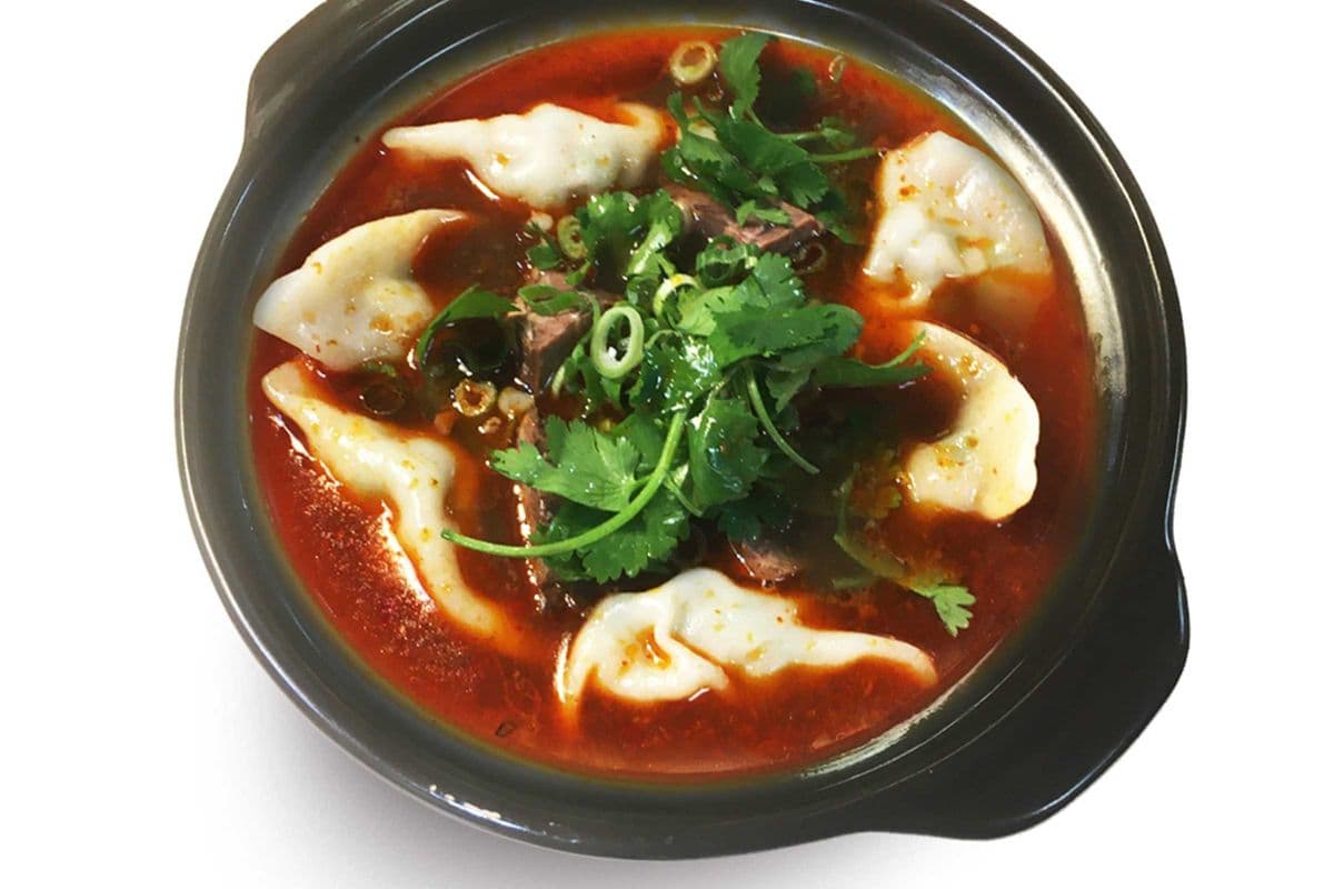 Spicy Beef soup with wontons麻辣牛肉湯餛飩