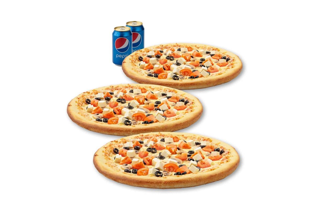 Spécial 3 Pizzas Petites - Méditerranéennes/ Small 3 Pizza Special - Mediterranean
