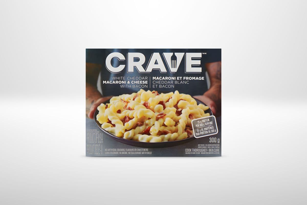 CRAVE White Cheddar Mac & Cheese with Bacon Frozen Meal (300 g)