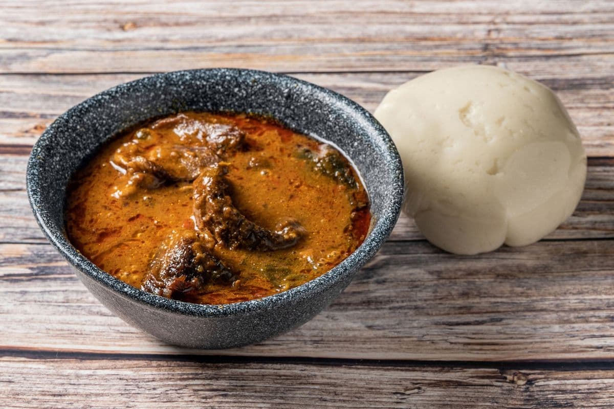 Ogbono Soup With Poundo Yam