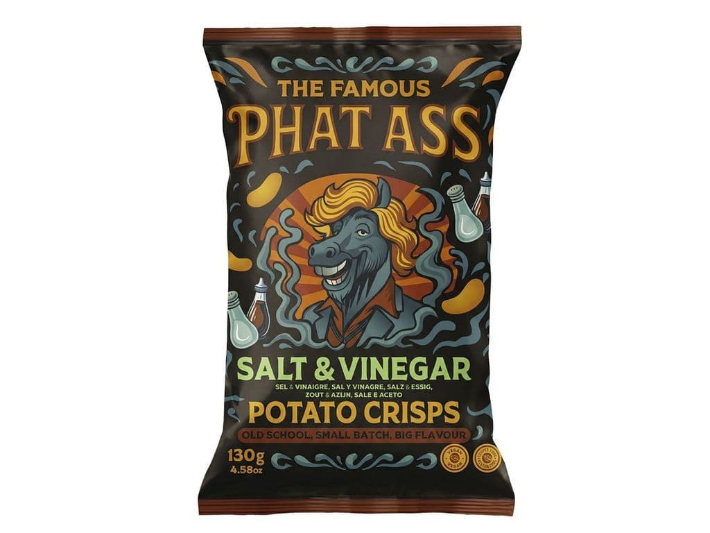 Phat A** Crisps Salt and Vinegar Spanish Thick-Cut Chips 130g Snack