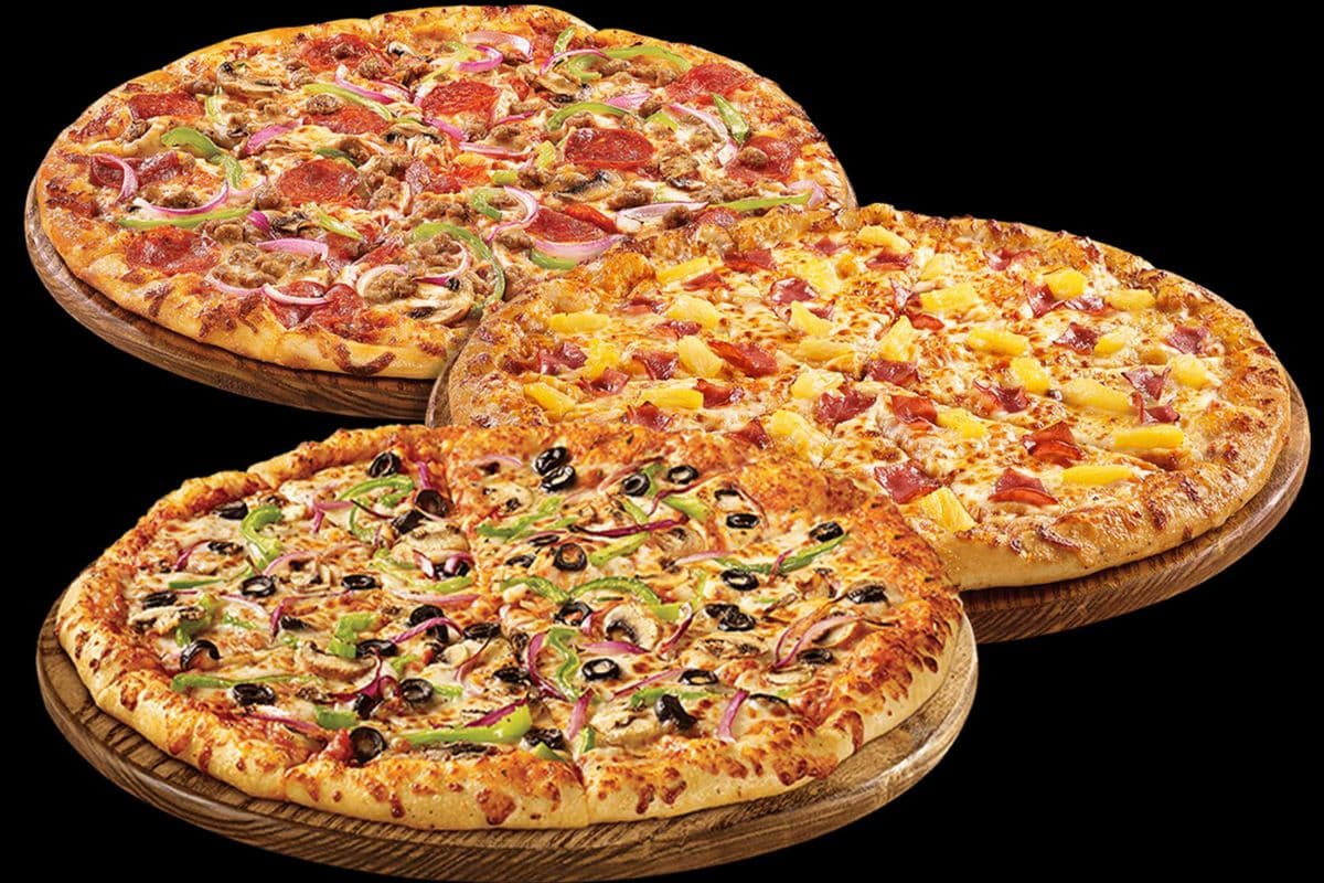 Three 14" Four-Topping Pizzas