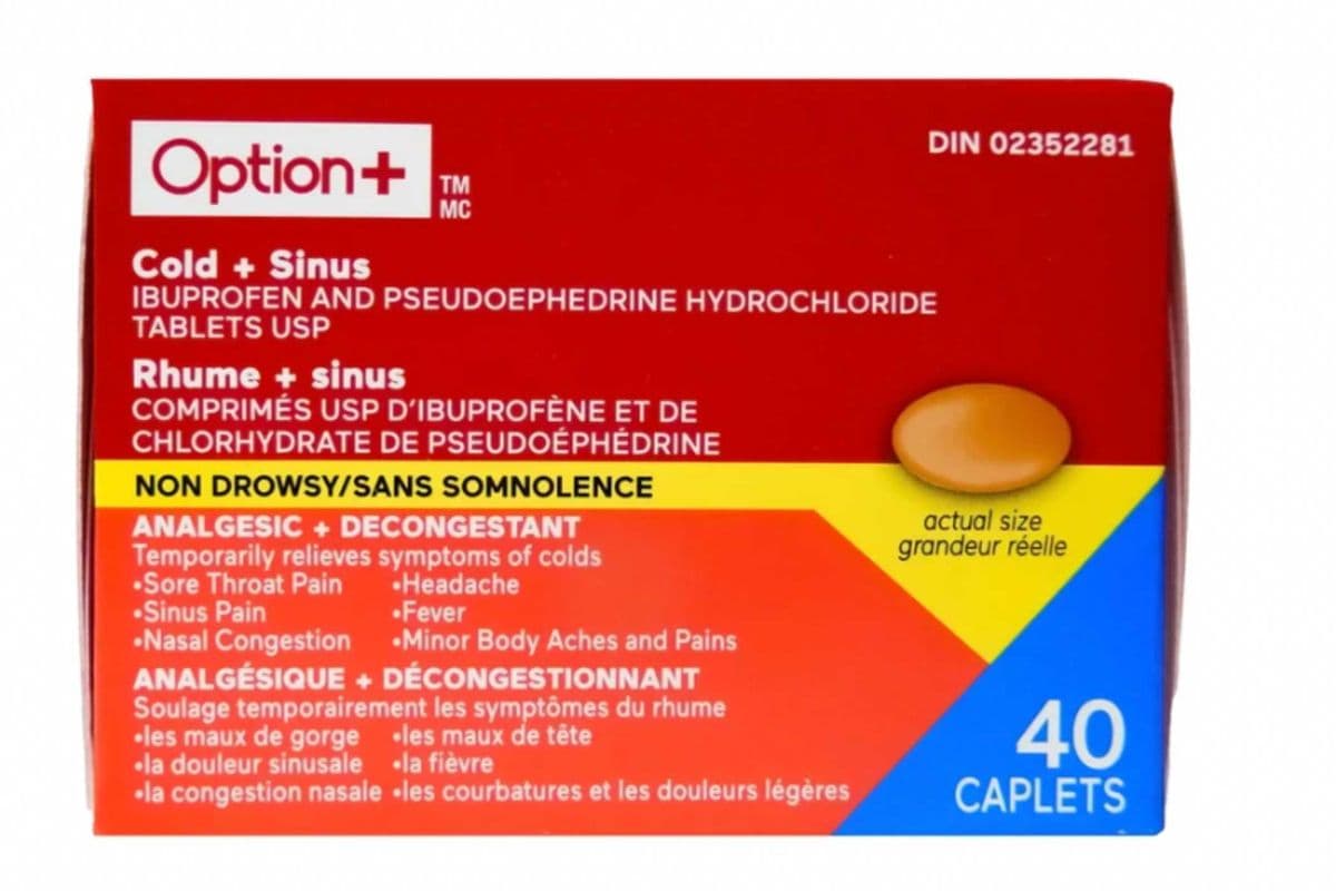 OPTION+ IBUPROFEN COLD AND SINUS 40 PACK (40 TABLETS )