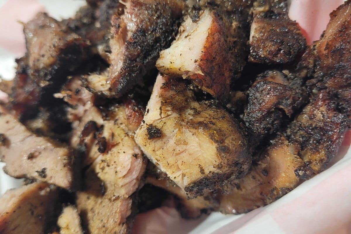 Jerk Pork Meal w/Rice & Peas & Coleslaw