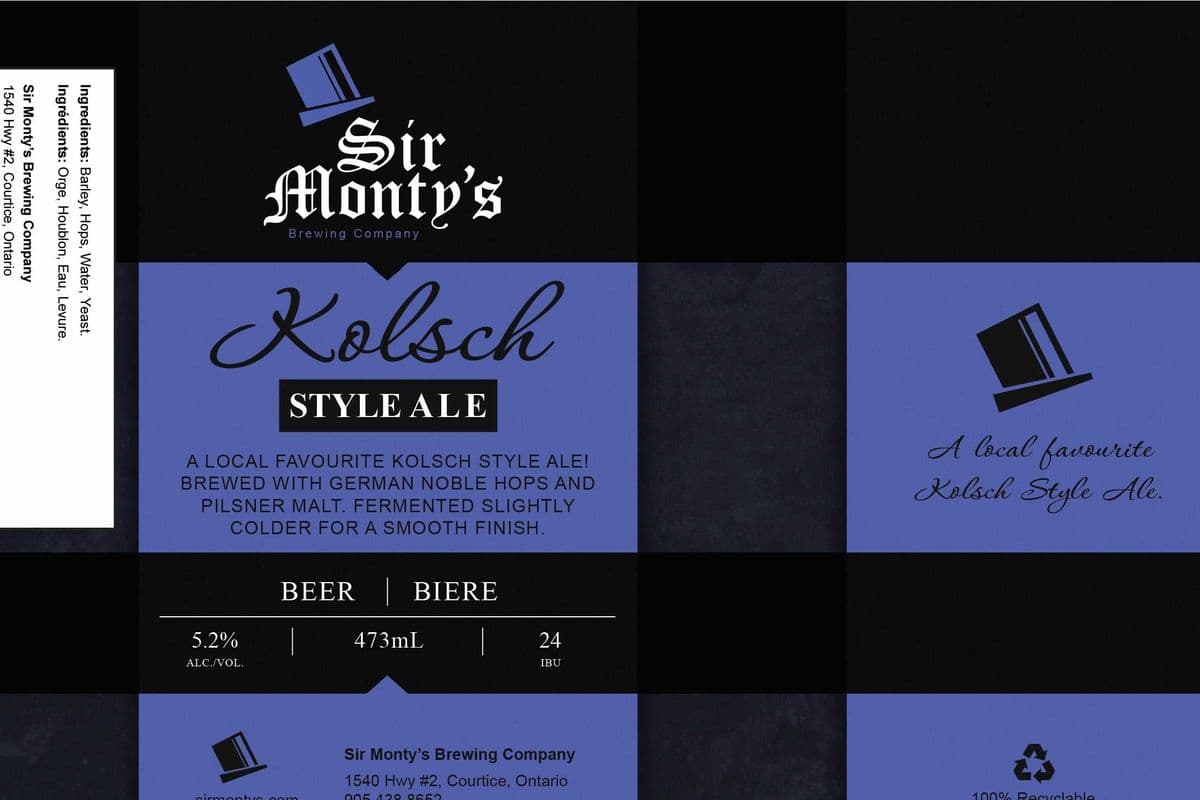 Sir Monty’s Kolsch Style Ale (1 x 473 ml Can)
