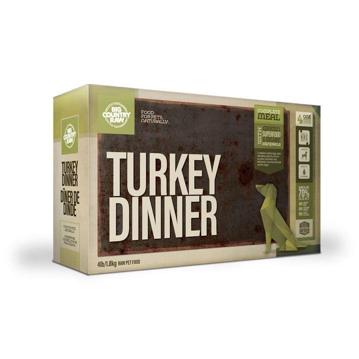 Big Country Raw Frozen Dog Food - Turkey Dinner Carton (4 lb)