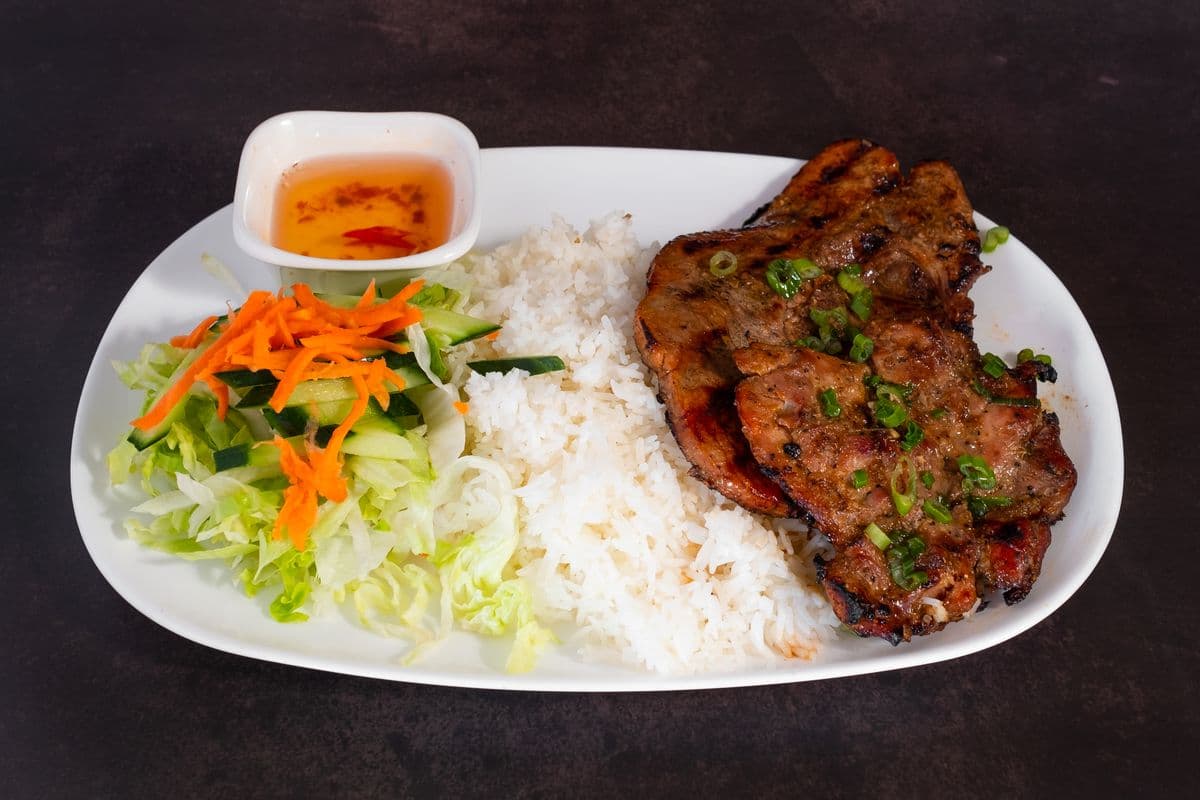 C10. Grilled Chicken Fillet and Pork Chop with Rice - Com Ga, Suon Nuong