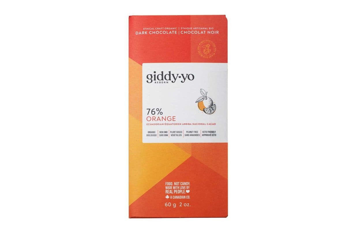 ORANGE 76% DARK CHOCOLATE, 60 G BAR, ORGANIC, VEGAN, FREE OF PEANUTS, DAIRY, GLUTEN, SOY, LAB TESTED, CEREMONIAL GRADE (60 g)