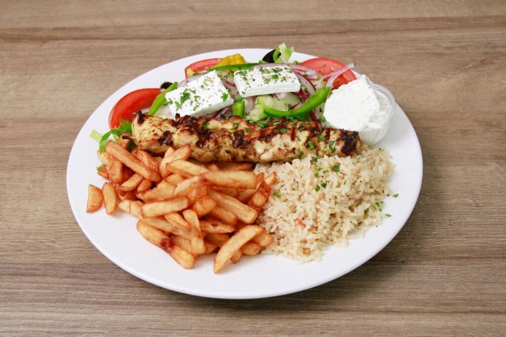 Assiette Souvlaki au poulet 1 bâton