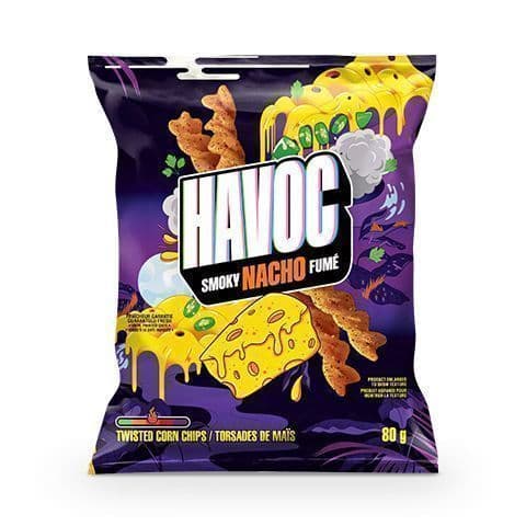 Havoc Smoky Nacho Twisted Corn Chips, 80 g