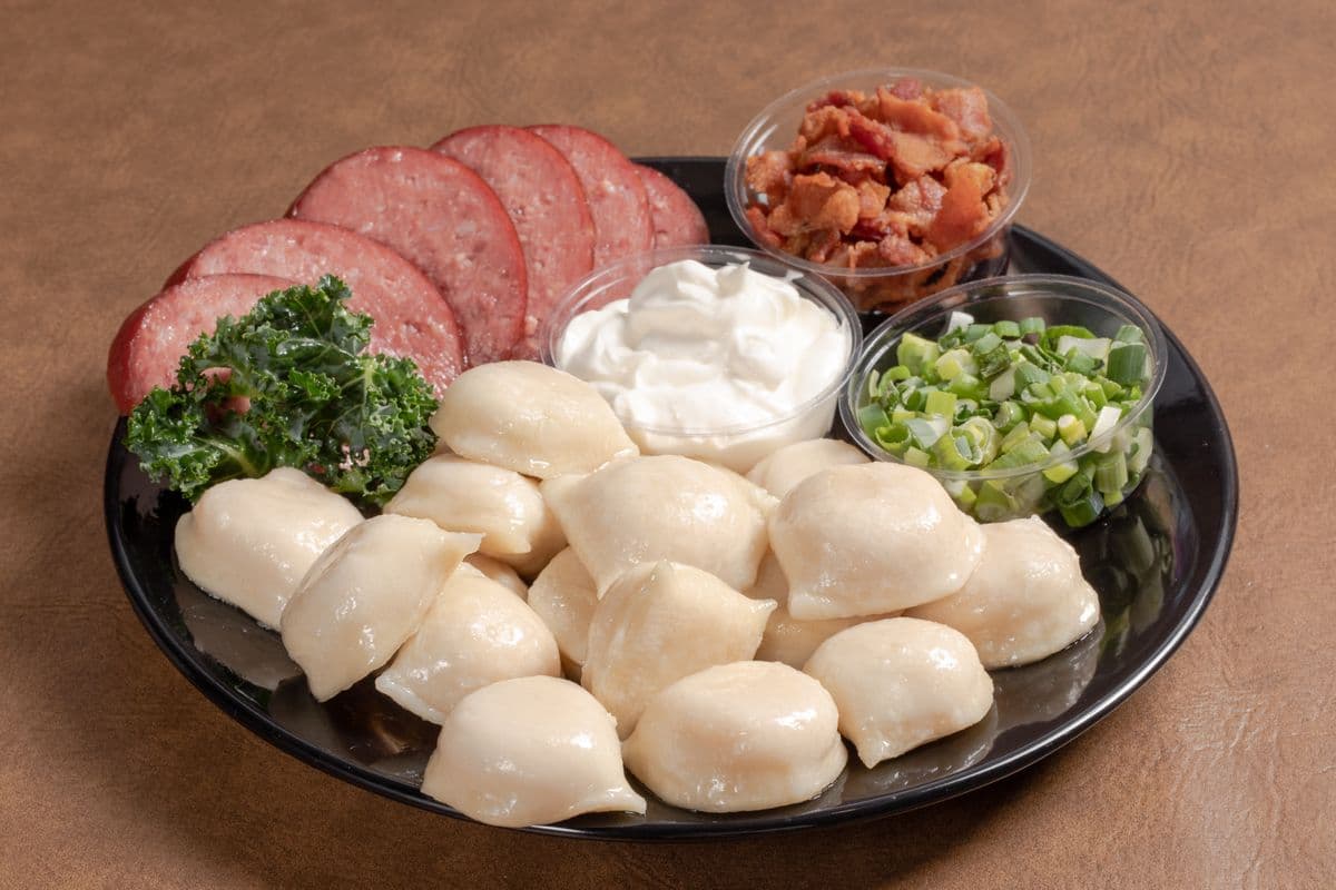 Potato Cheddar Perogies with Garlic Sausage (18 pcs)