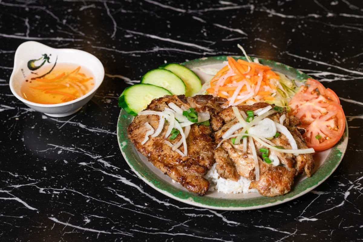 31. Grilled Lemongrass Pork Chop with Rice - Com Suon Nuong