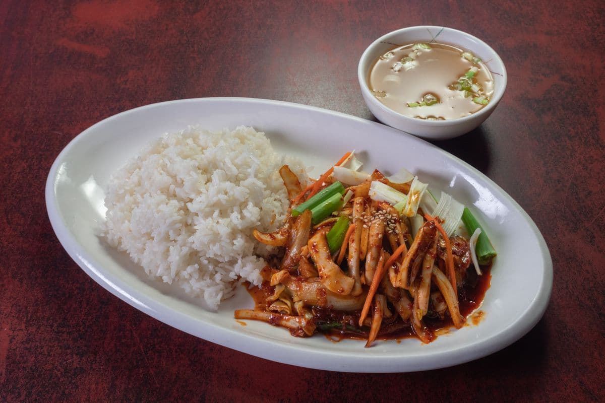 Stir-Fried Squid with Mixed Vegetables with Rice