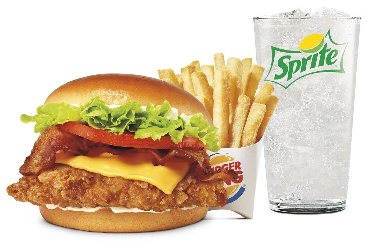 $10 Lunch - Bacon & Cheese Crispy Chicken Sandwich Meal (1200-1500 Cals)