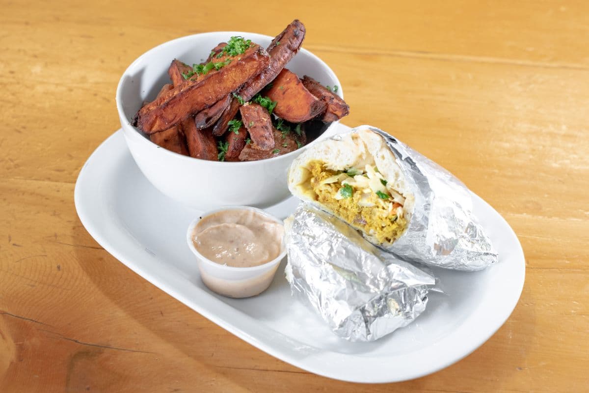 Curried Halibut and Eggplant Wrap