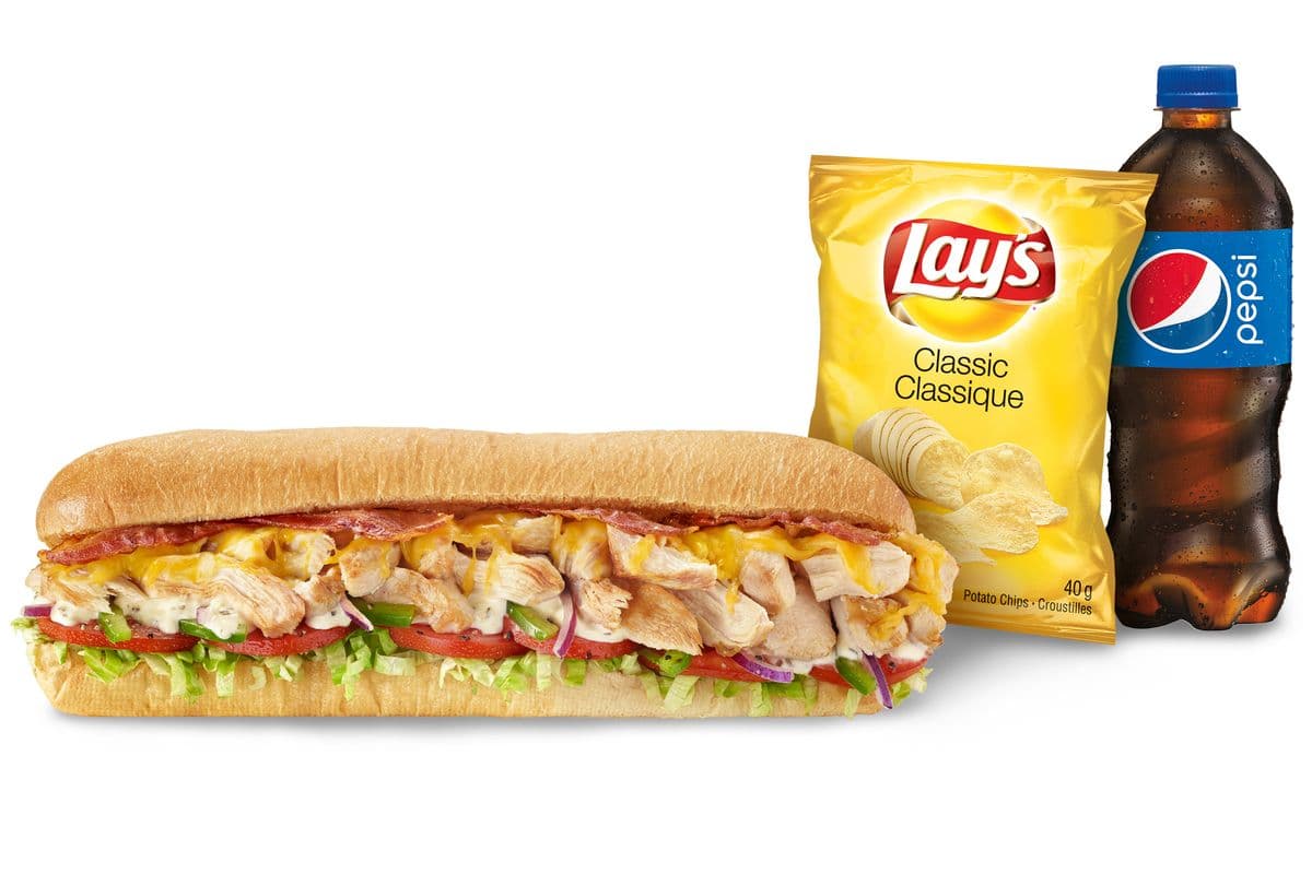 Combo Ranch poulet et bacon gratiné 12" / Footlong Rotisserie-Style Chicken and Bacon Ranch Melt Combo (1090-1640 Cals)