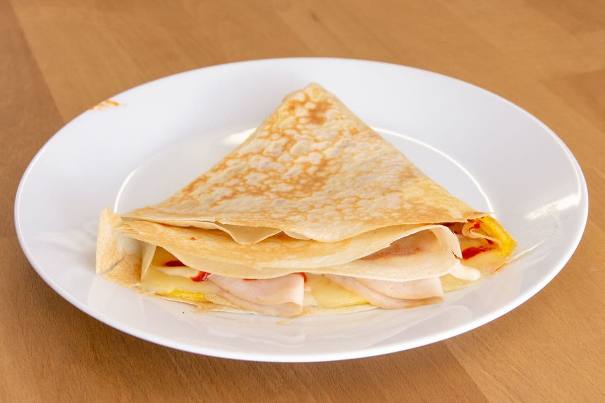 37. Smoked Deli Chicken, Cheese, and 2Egg Crepe