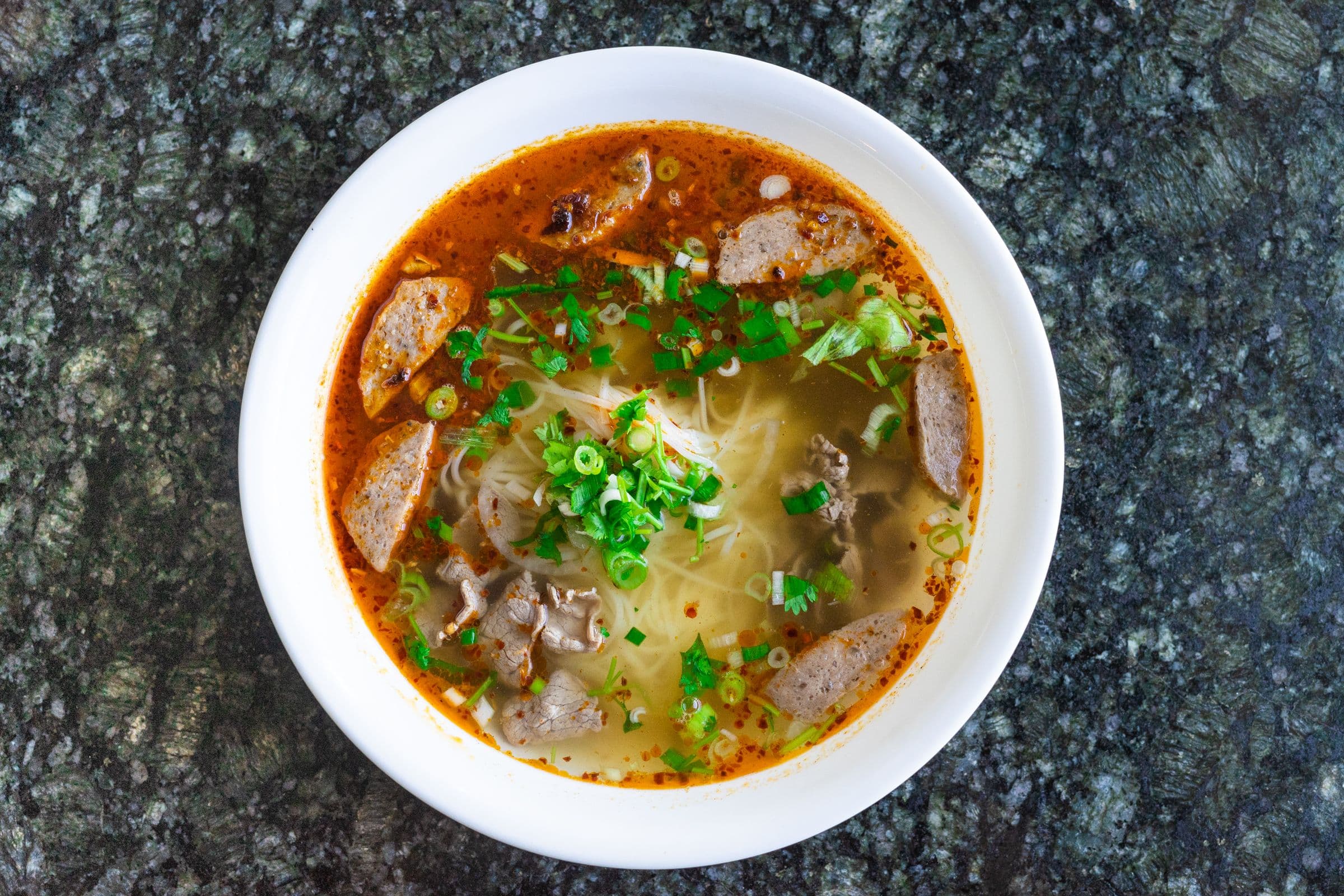 32. Beef and Beef Ball Noodle Soup - Pho Tai Bo Vien