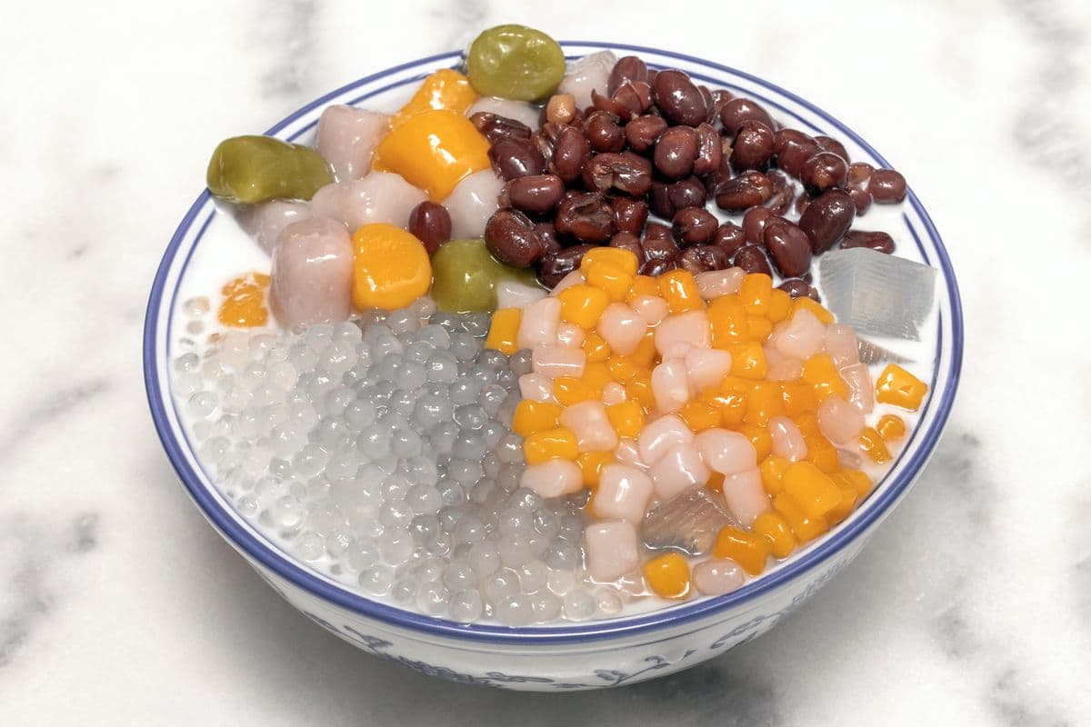 E8. Grass Jelly with Taro Balls, Mini Taro Balls, Sago, and Red Bean 芋圓仙草大滿貫