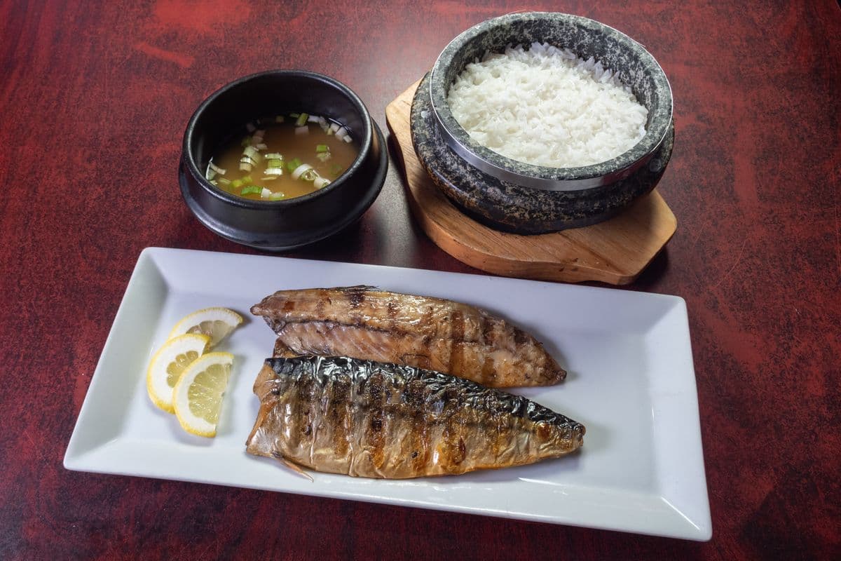 Grilled Mackerel with Miso Soup