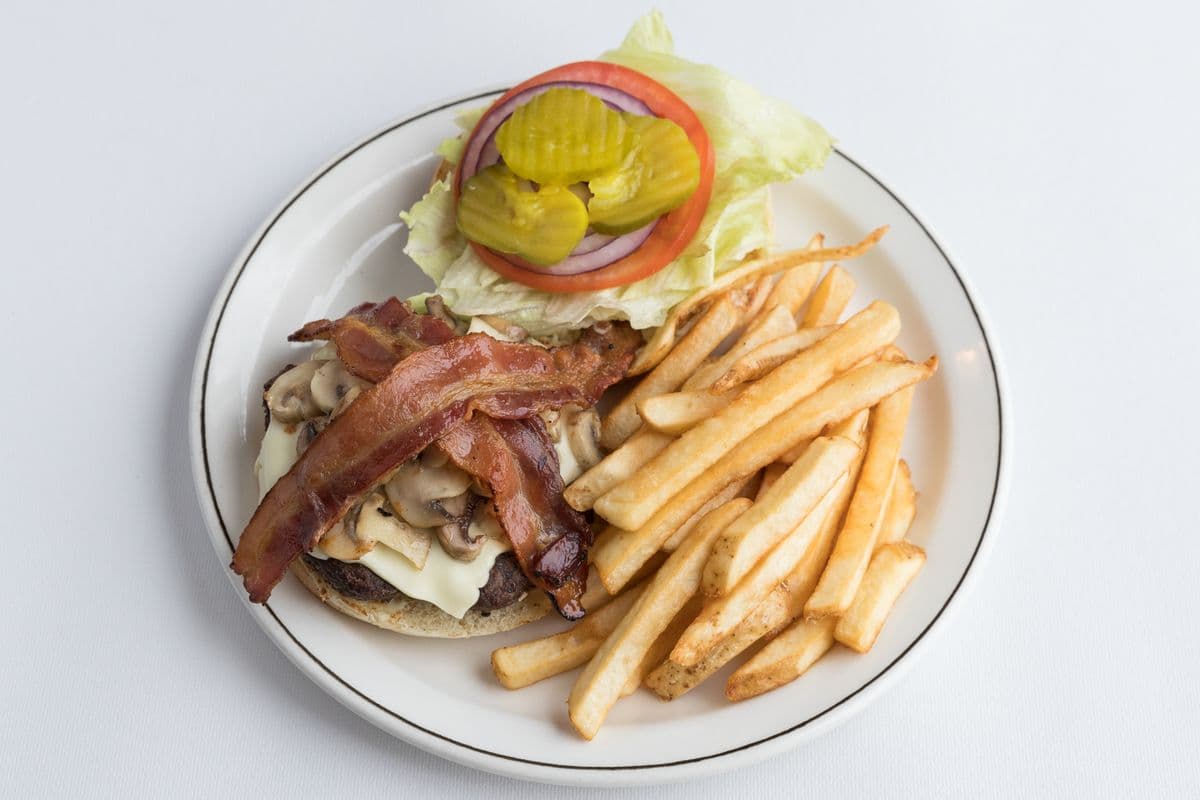 Bacon, Mushrooms, and Swiss Burger