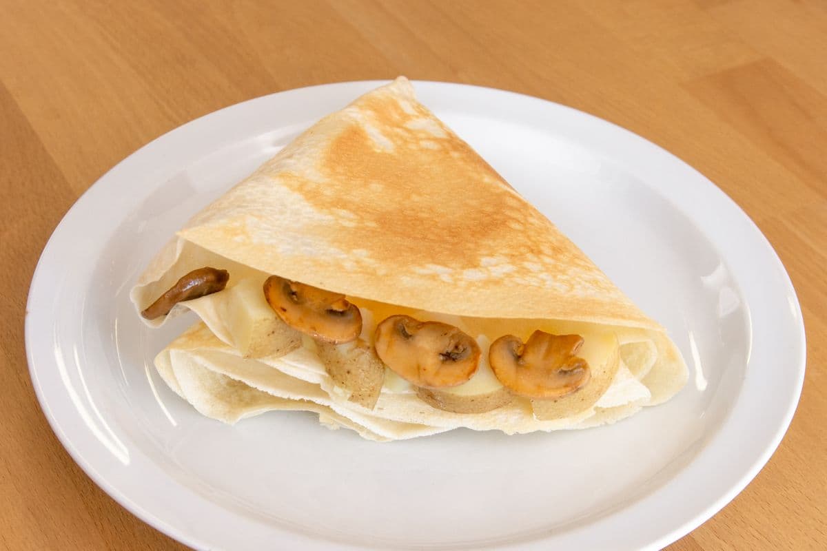 51. Brie, Potatoes, and Mushrooms Crepe