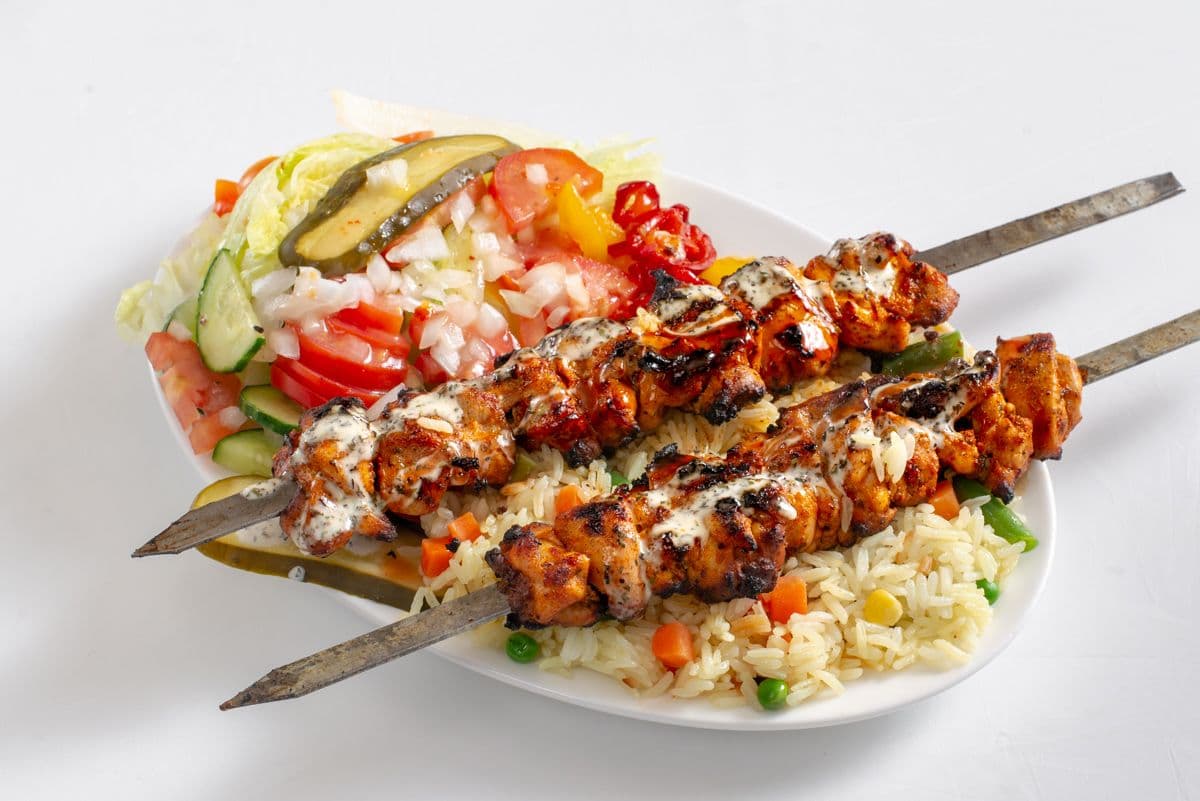 12. Shish Tavuk Plate (Souvlaki) with Salad
