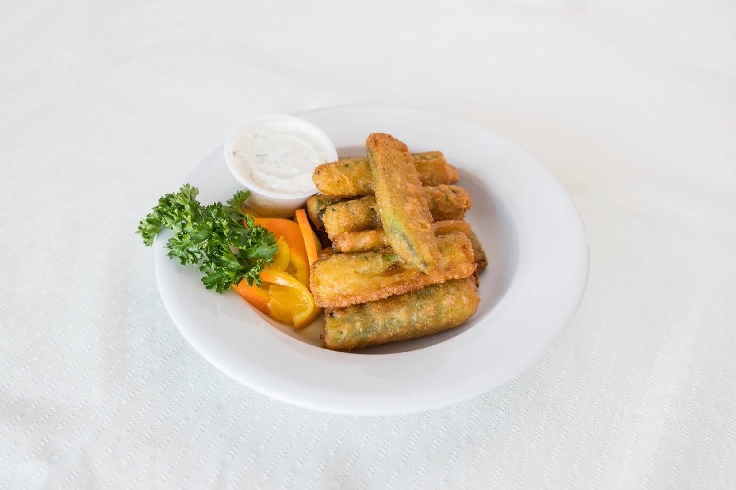 Zucchini Sticks and Homemade Dill Dip